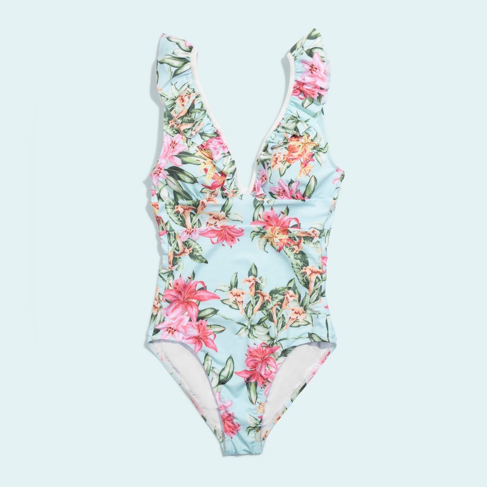 BEACH BABY NWT$110 SEASIDE RUFFLE ONE PIECE BATHINGSUIT - Picture 4 of 7